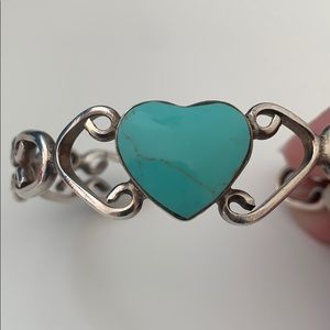 Sterling Silver Cuff Bracelet w/ Turquoise Heart Stone